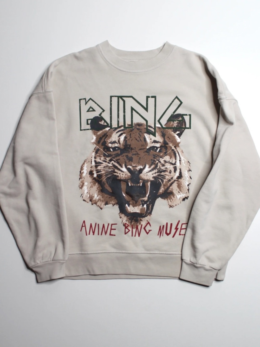 Anine Bing Women’s Beige Graphic Tiger Sweatshirt